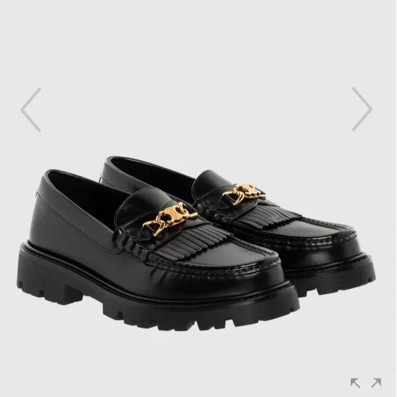 CELINE Margaret Loafer with Triomphe Chain in Polished Black Leather - Picture 1 of 16